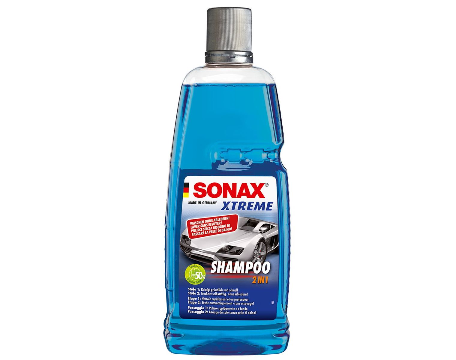 SONAX XTREME Shampoo 2 in 1 mit Trocknungshilfe, Flasche à 1 Liter